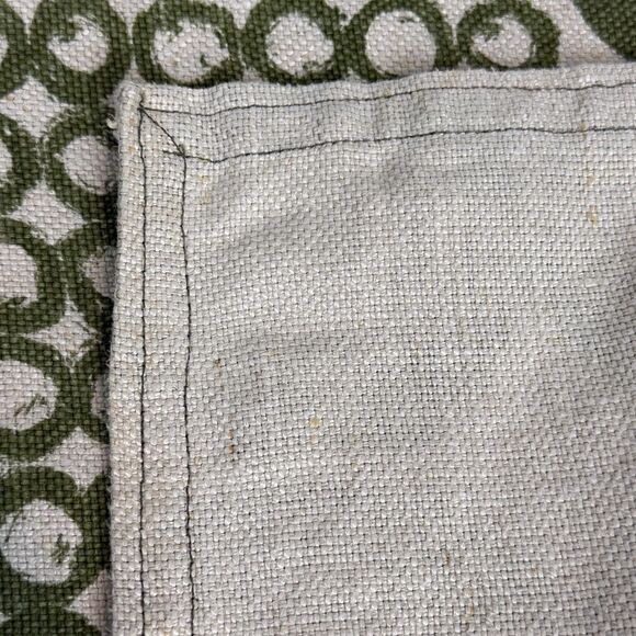 Vintage Handmade Canvas Green Mod Print Table Runner 23x41 - Picture 8 of 9